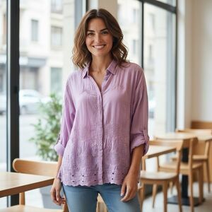 Johnny Was Slim Audrey Button Down Viola Blouse NWT Size Small